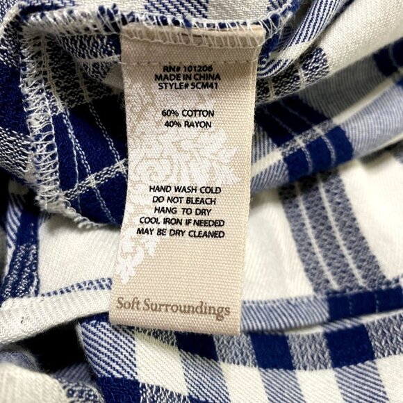 Soft Surroundings Huntleigh Button Up Asymmetric Plaid 3/4 Sleeve Top Size 2X - Picture 7 of 11